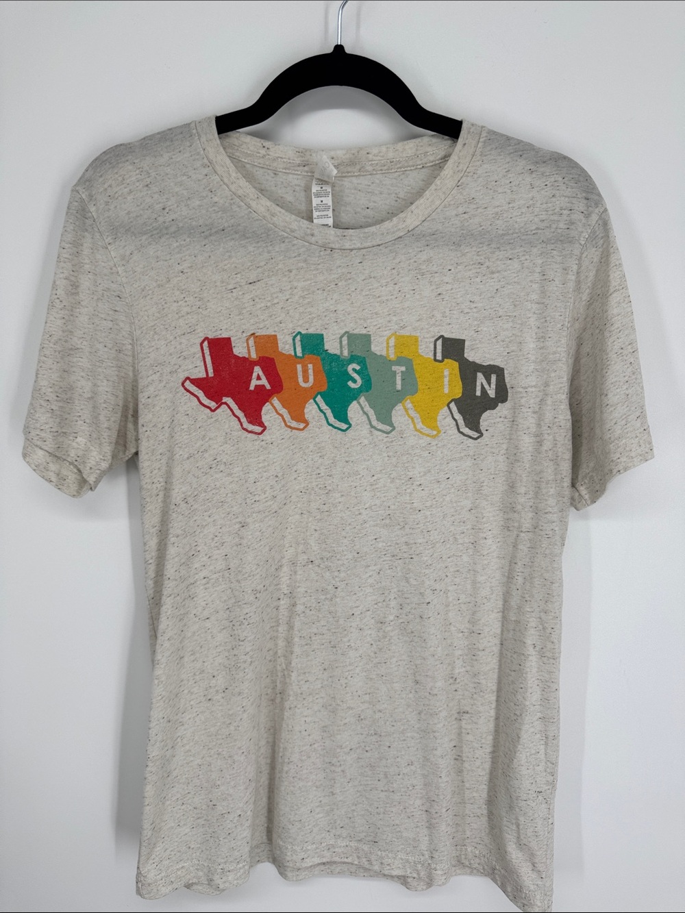 Bella Canvas Cream Heather Tee with Multicolor Austin Graphics